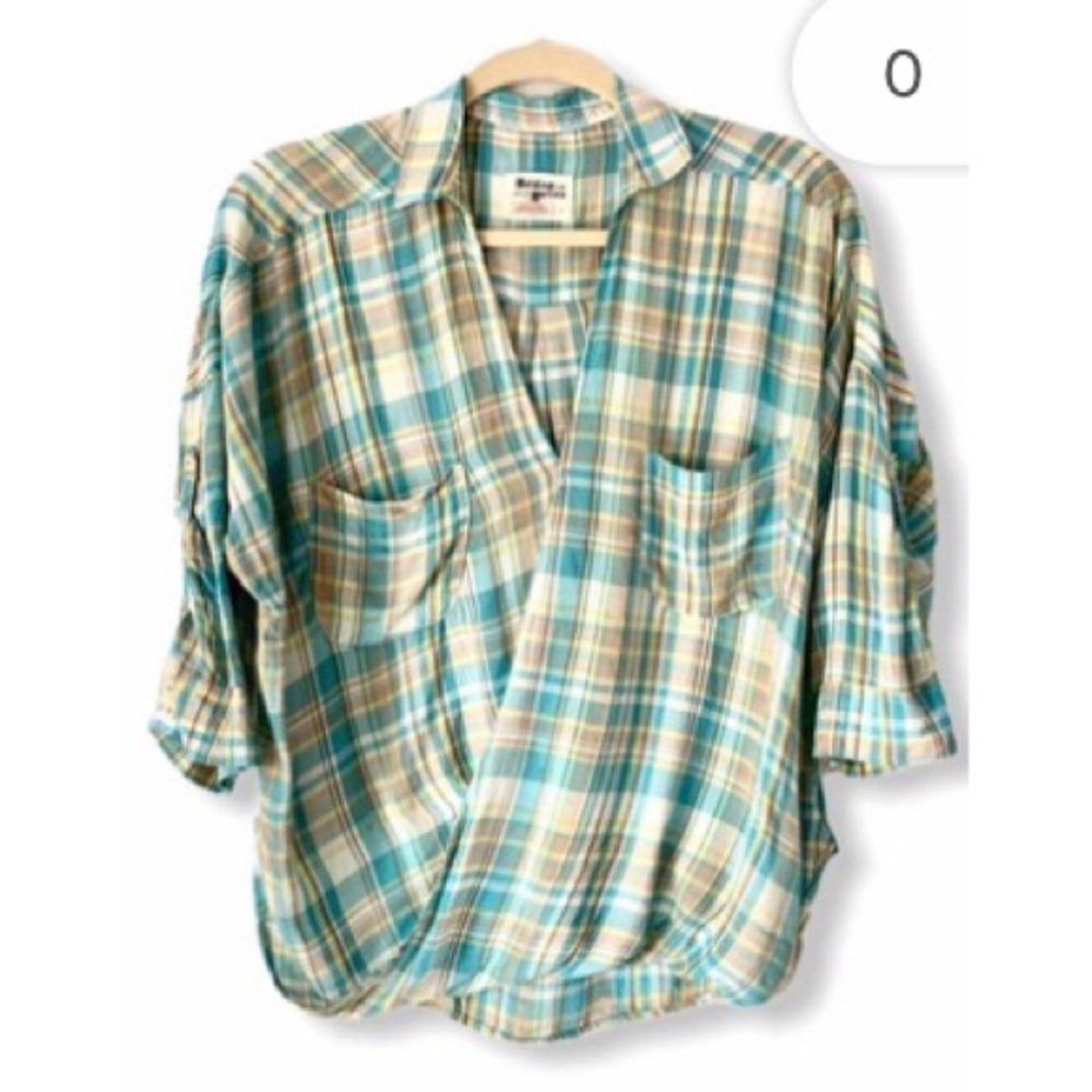 Anthropologie Holding Horses Plaid Wrap Shirt